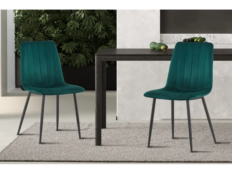 Lot de 4 Chaises de Salle à Manger Willis en Velours Vert – Élégance & Confort
