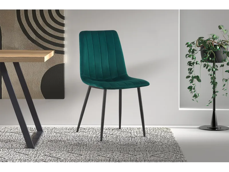 Lot de 4 Chaises de Salle à Manger Willis en Velours Vert – Élégance & Confort