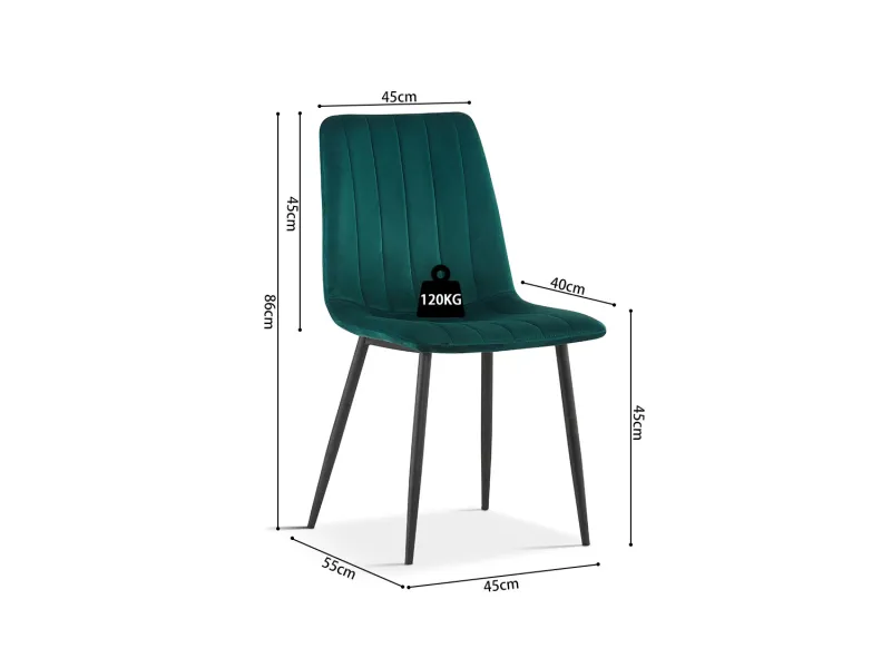Lot de 4 Chaises de Salle à Manger Willis en Velours Vert – Élégance & Confort