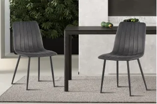 Lot de 4 chaises de Salle à Manger Willis en Velours Gris – Élégance Moderne & Confort