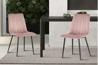 Lot de 4 chaises de Salle à Manger Willis en Velours Rose – Douceur, Style & Confort