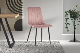 Lot de 4 chaises de Salle à Manger Willis en Velours Rose – Douceur, Style & Confort 2
