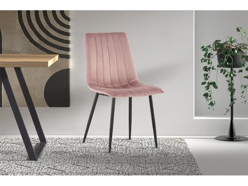 Lot de 4 chaises de Salle à Manger Willis en Velours Rose – Douceur, Style & Confort