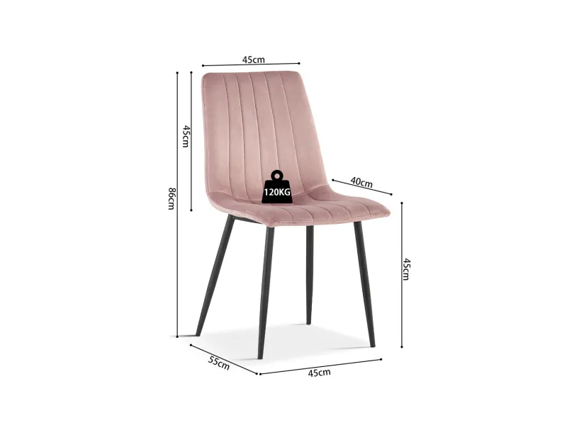 Lot de 4 chaises de Salle à Manger Willis en Velours Rose – Douceur, Style & Confort