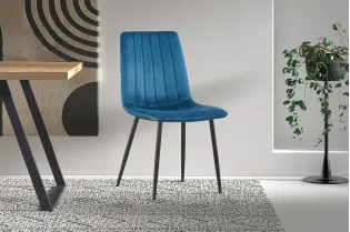 Chaise design rembourré tissu coloris sable Chaises de salle à mang... 2