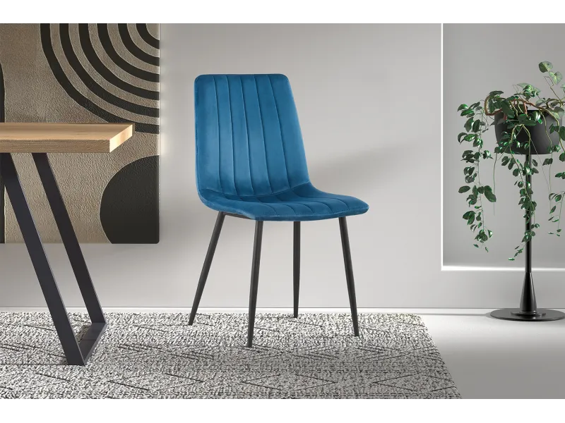 Chaise design rembourré tissu coloris sable Chaises de salle à mang...