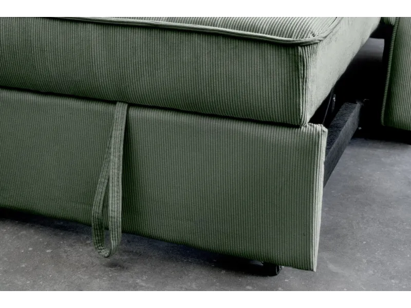 Canapé-lit extensible SMART, 180 cm, velours côtelé vert, canapé 2 places avec ressorts anti-affaissement