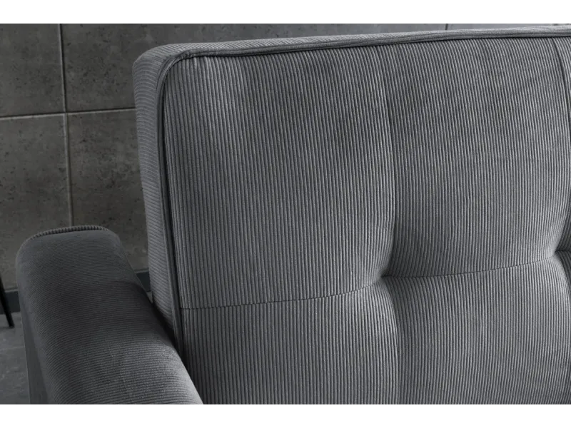 Canapé-lit extensible SMART, 180 cm, velours côtelé gris, canapé 2 places avec ressorts anti-affaissement