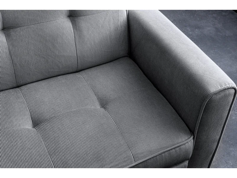 Canapé-lit extensible SMART, 180 cm, velours côtelé gris, canapé 2 places avec ressorts anti-affaissement