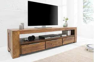 Meuble tv bois massif |Meuble tv moderne de couleur naturelle en bo... 2