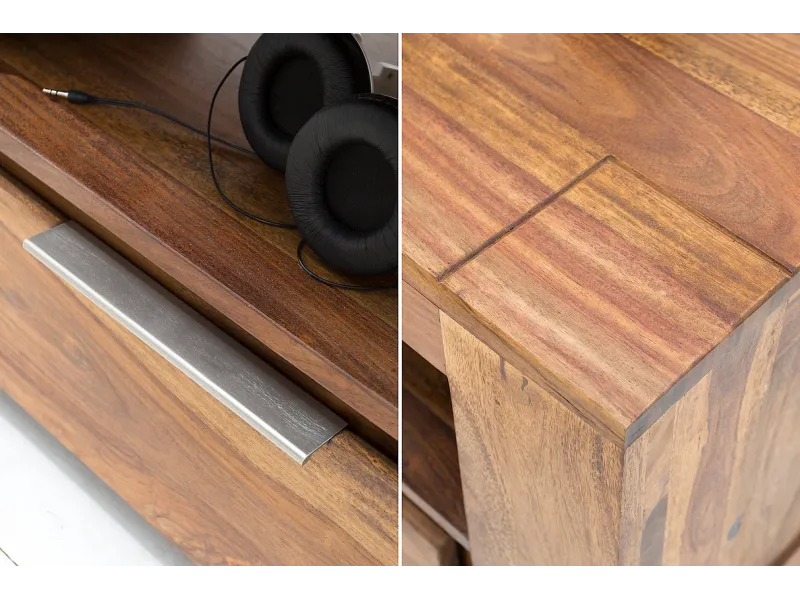 Meuble tv bois massif |Meuble tv moderne de couleur naturelle en bo...