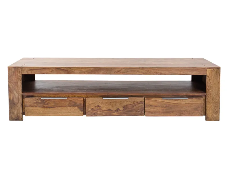 Meuble tv bois massif |Meuble tv moderne de couleur naturelle en bo...