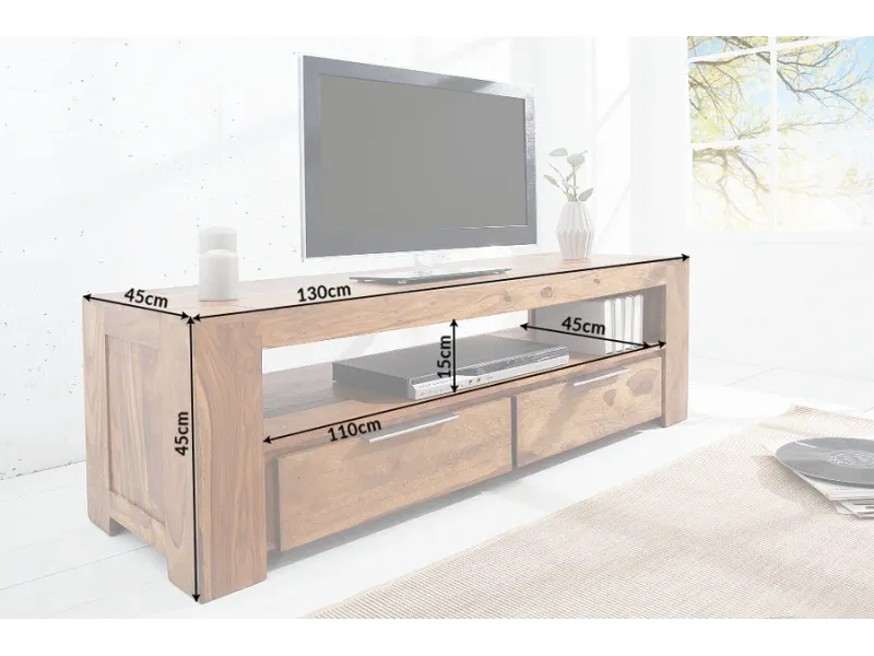 Meuble tv bois massif |Meuble tv moderne de 135cm en bois massif co...