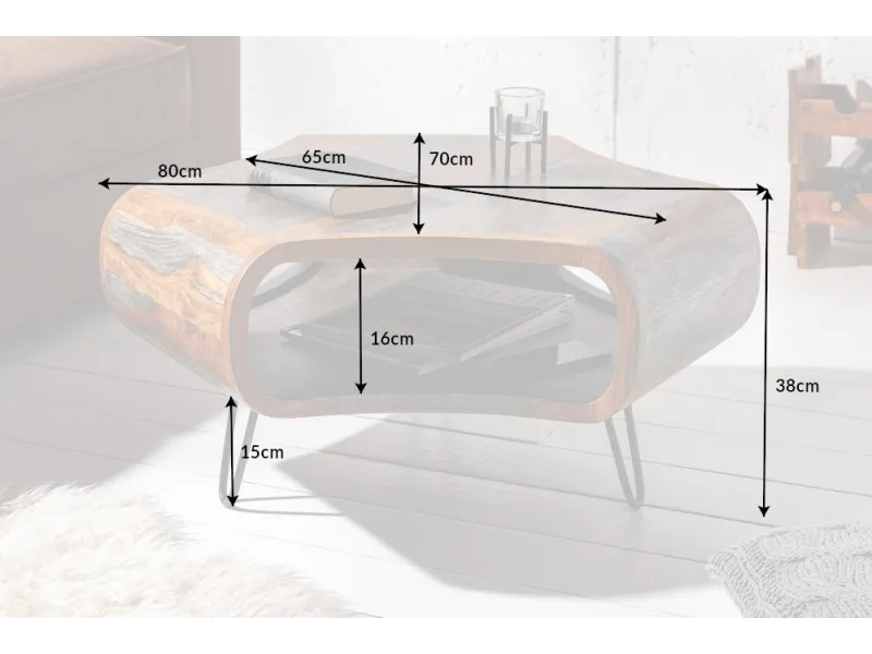 Table Basse en Bois 105cm Mango pas cher