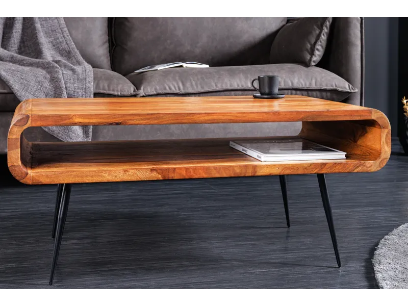 Table basse design rétro de 100cm coloris naturel en bois massif av...