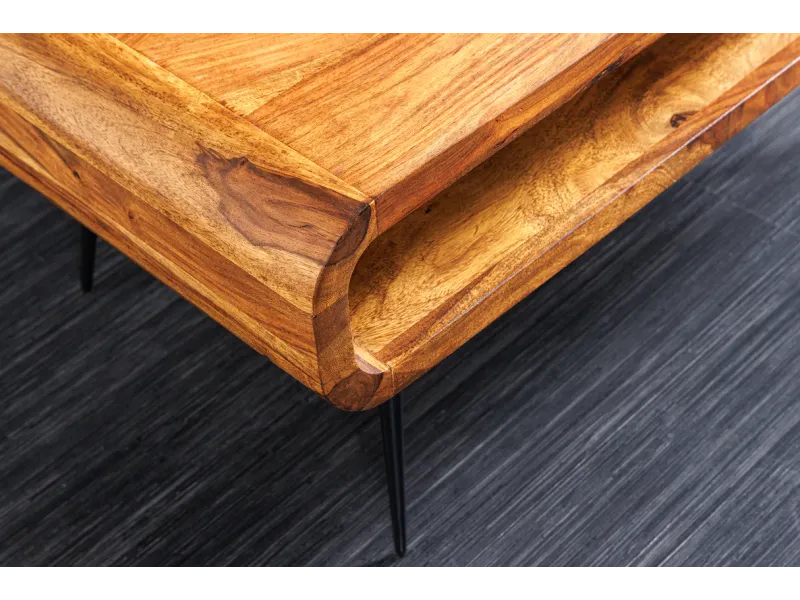 Table basse design rétro de 100cm coloris naturel en bois massif av...