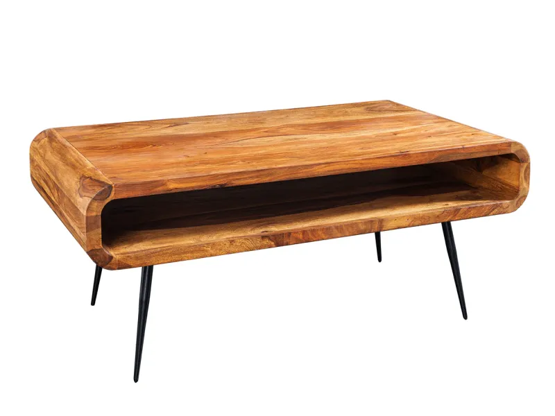 Table basse design rétro de 100cm coloris naturel en bois massif av...