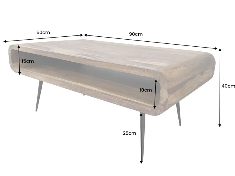 Table basse design rétro de 100cm coloris naturel en bois massif av...