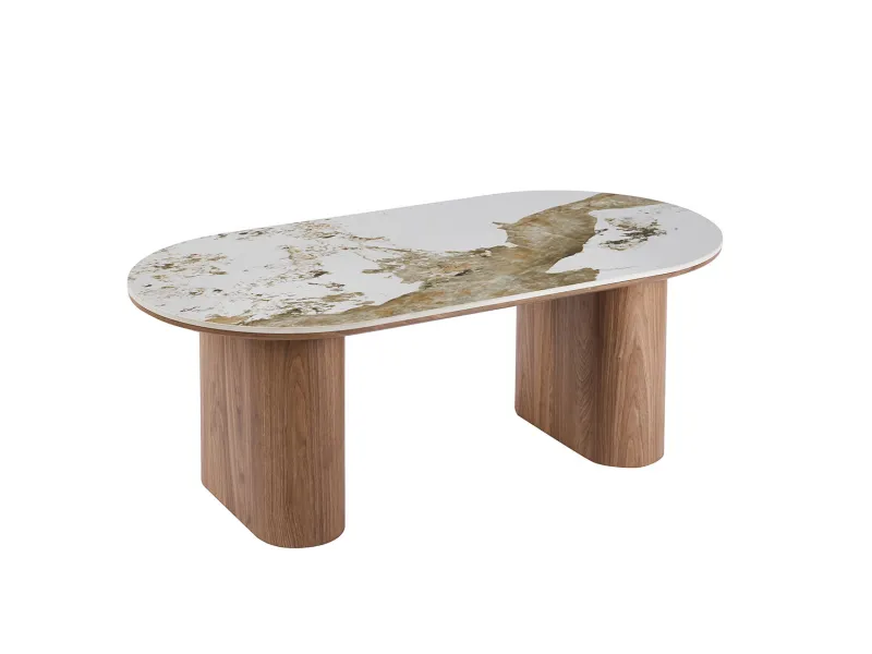 Table basse contemporaine |Table basse avec 6 poufs encastrable, ve...