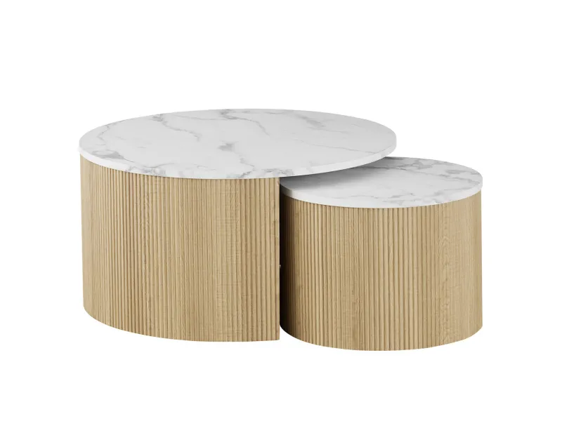 Table basse contemporaine |Table basse avec 6 poufs encastrable, ve...