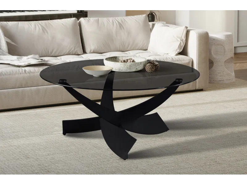 Pas cher Set de 2 tables basses rondes style industriel en bois vieilli