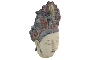 Tête de Bouddha en figurine, 45 cm, multicolore, tête décorative faite main, déesse des fleurs 2