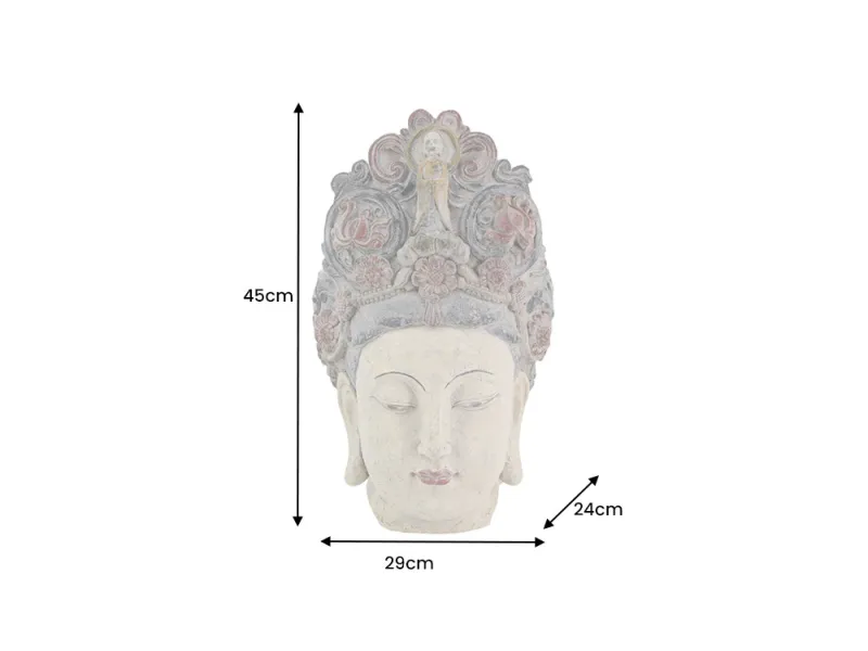 Tête de Bouddha en figurine, 45 cm, multicolore, tête décorative faite main, déesse des fleurs