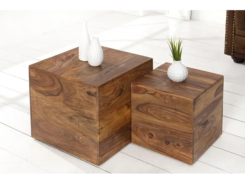 Table d'appoint en bois massif design carré