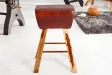 Tabouret design en bois massif et cuir marron