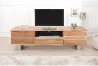 Meuble TV de luxe en bois massif avec 3 tiroirs