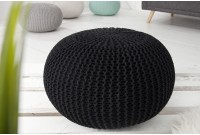 Pouf 50 cm moderne en coton tricoté coloris noir