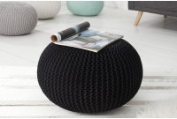 Pouf 50 cm moderne en coton tricoté coloris noir