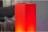 Lampadaire moderne rectangulaire en tissu plissé rouge