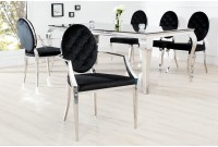 Chaise de salle à manger design baroque en velours noir, capitonné