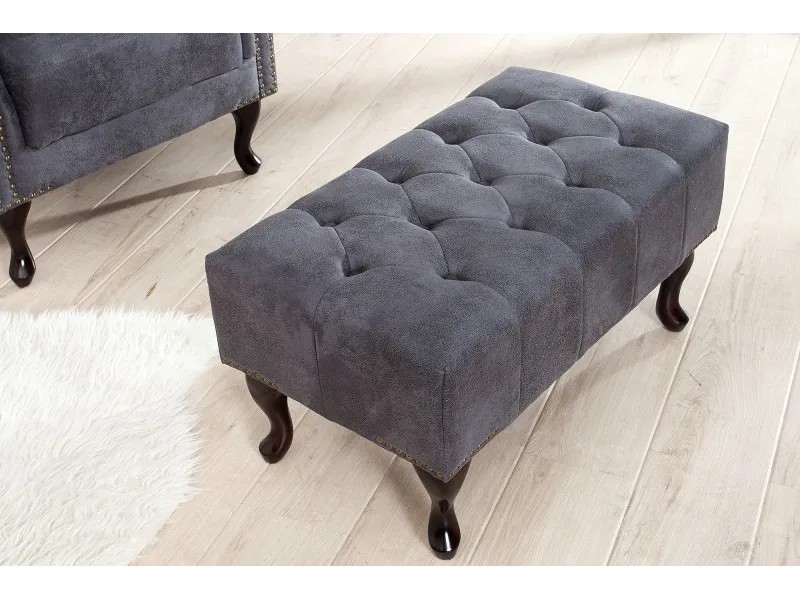Pouf Chesterfield en microfibre gris
