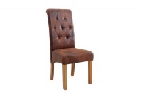 Ensemble de 2 chaises capitonnées Chesterfield coloris brun