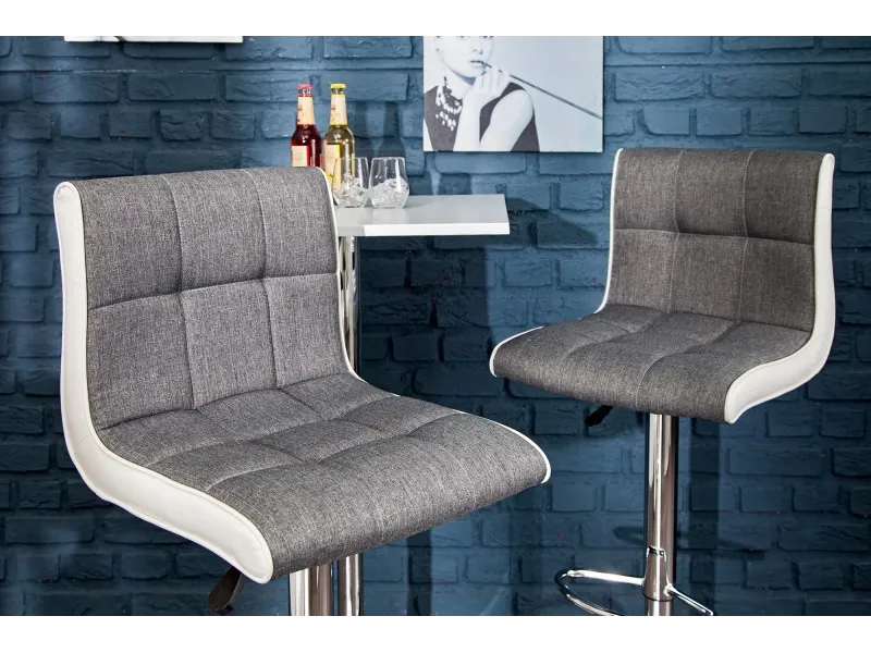 Lot de 2 tabourets de bar design en tissu gris