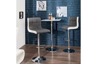 Lot de 2 tabourets de bar design en tissu gris 2