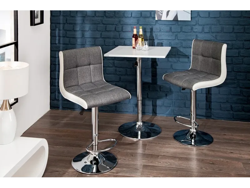 Lot de 2 tabourets de bar design en tissu gris