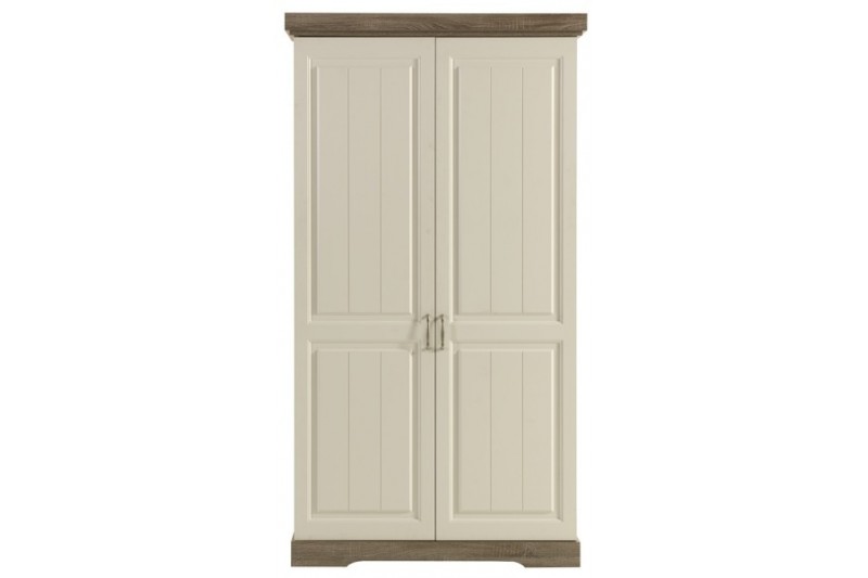 Armoire design rustique de couleur blanche et beige à 2 portes
