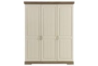 Armoire design rustique de couleur blanche et beige à 3 portes