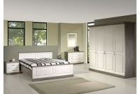 Chambre complète pour adulte design rustique de couleur beige et blanche