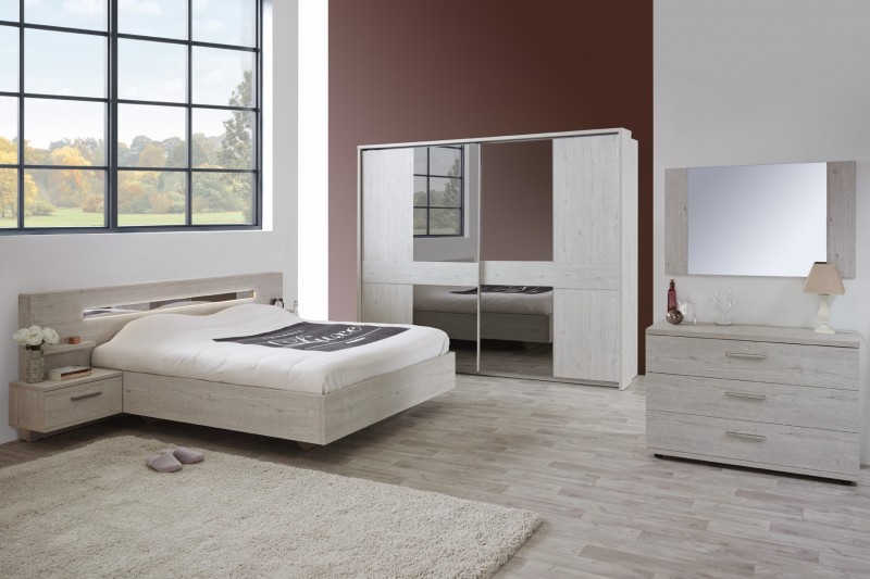 Chambre à coucher moderne complète de couleur chêne clair