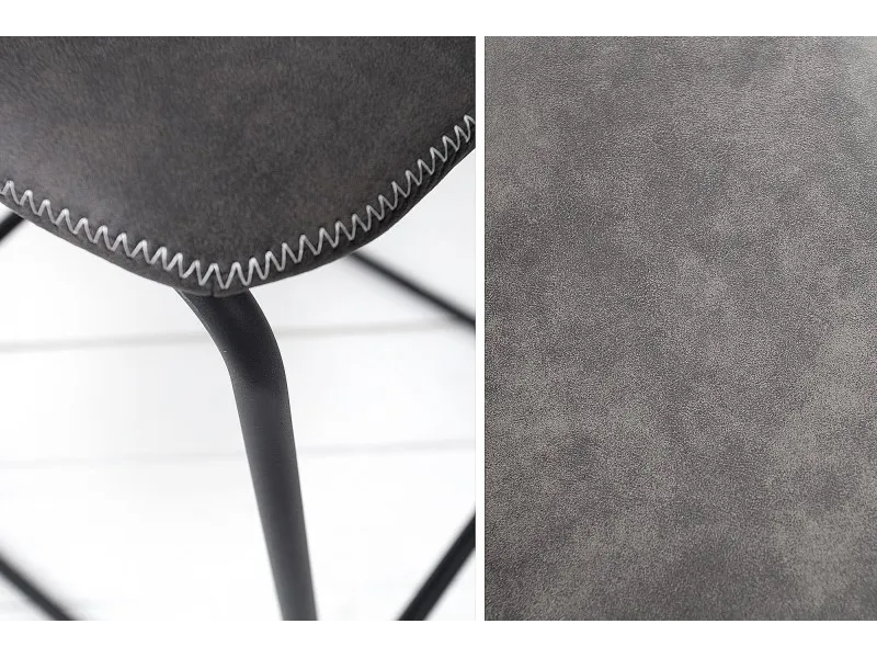 Lot de 2 tabourets de bar design vintage coloris gris en microfibre