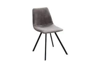 Lot de 4 chaises de salle à manger design scandinave coloris gris taupe en microfibre 2