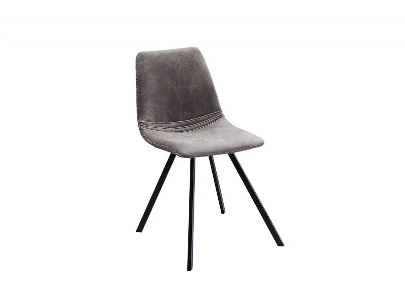 Lot de 4 chaises de salle à manger design scandinave coloris gris taupe en microfibre