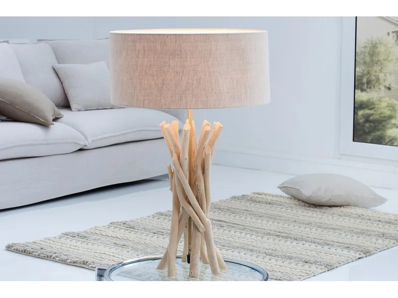 Lampe à poser design naturel en bois flotté