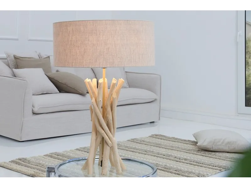 Lampe à poser design naturel en bois flotté