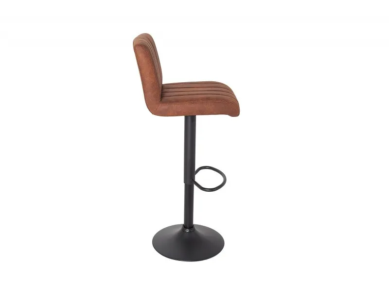 Lot de 2 tabourets de bar design coloris marron vintage en microfibre