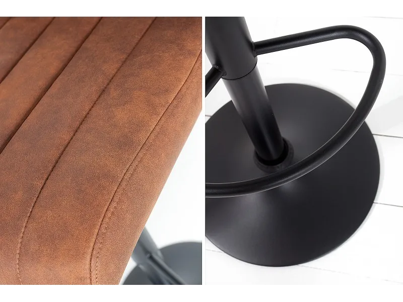 Lot de 2 tabourets de bar design coloris marron vintage en microfibre